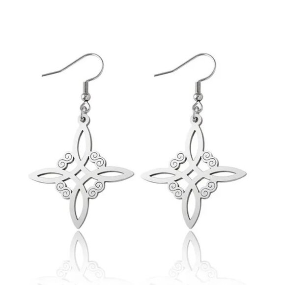Source Unknown Jewelry - Stainless Steel Witch Knot Silver Dangle Fashion Earrings NWOT